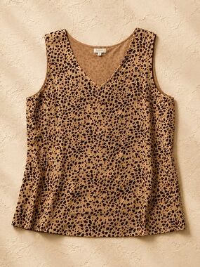 Laura Plus Leopard Print Sleeveless Blouse Size 18 V-Neck Tank Top